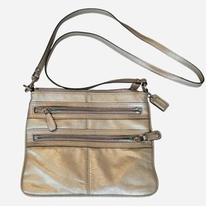Silver COACH Crossbody Bag